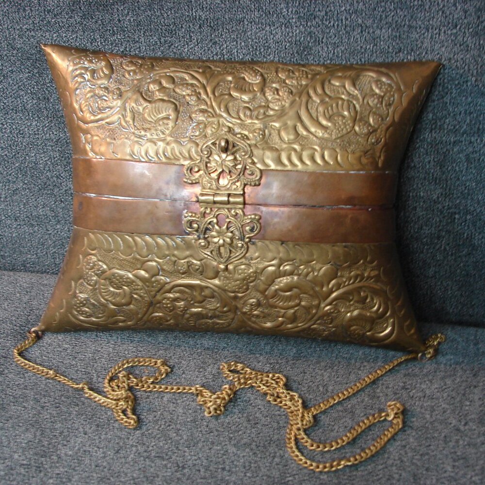 Roman Empress Messalina Hand Carved Relief Brass Bag